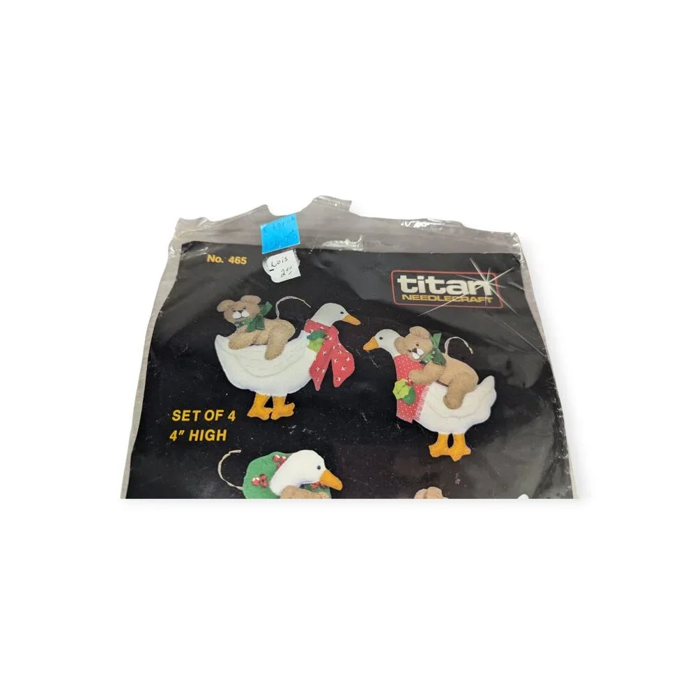Vintage 1985 Titan Needlecraft Felt Ornament Kit Set of 4- 4